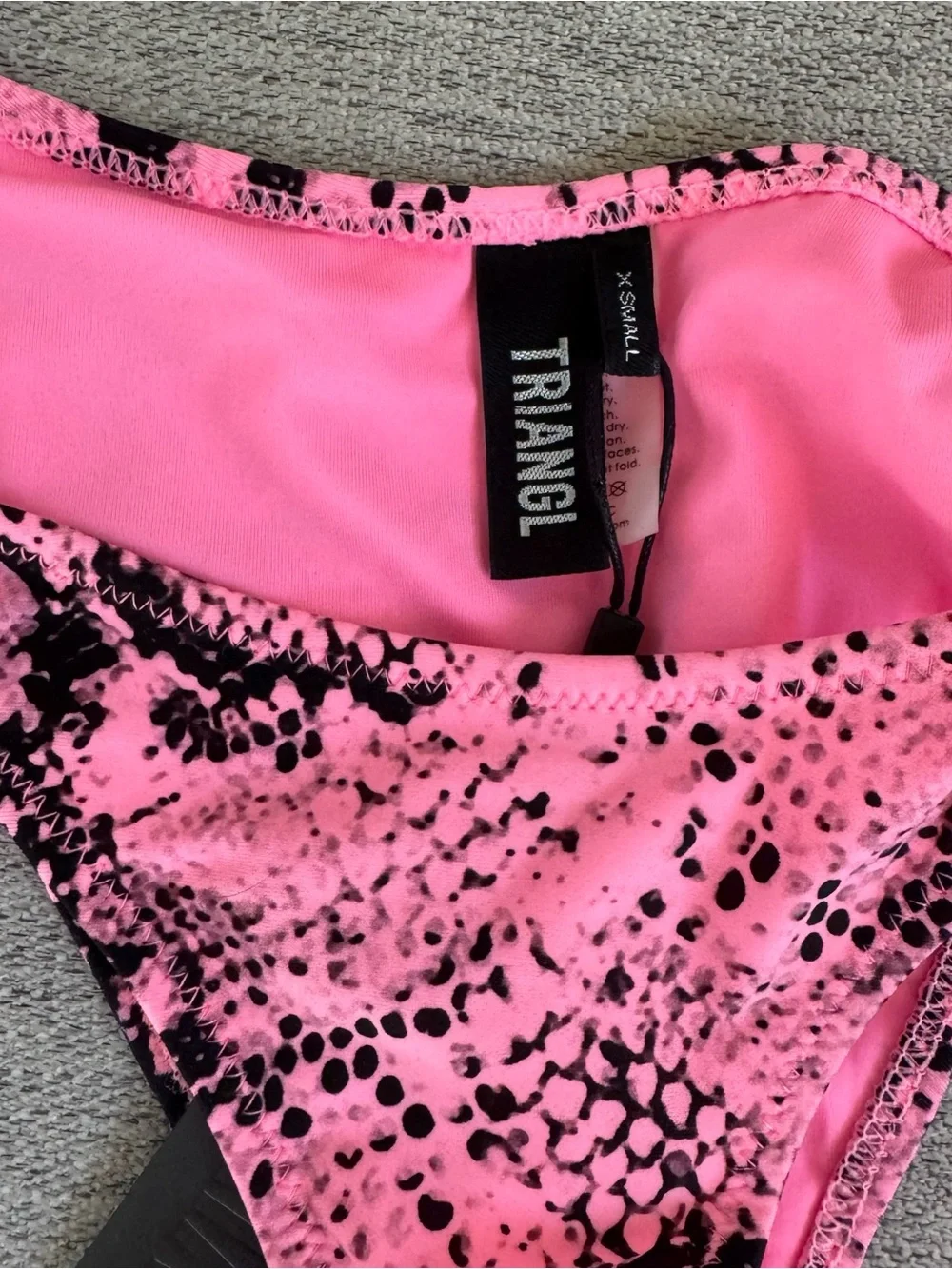 triangl swimwear Pink & Black Snake-Print Bandeau Bikini